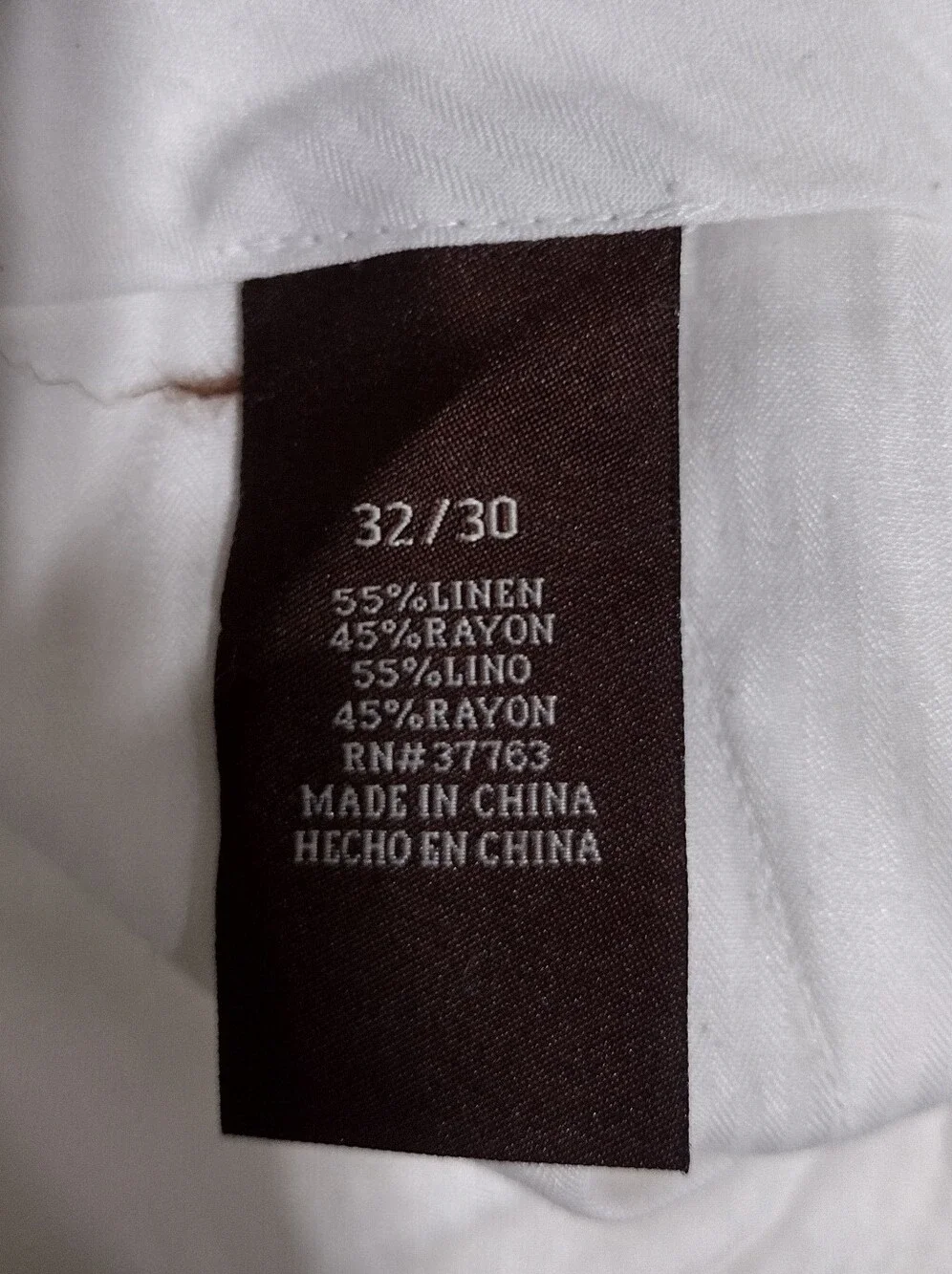 Cubavera Linen Rayon Men's Dress Pants - Straight Leg 32X30 White Office Career